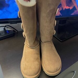 Cozy Tan Suede Boots with Button Accents